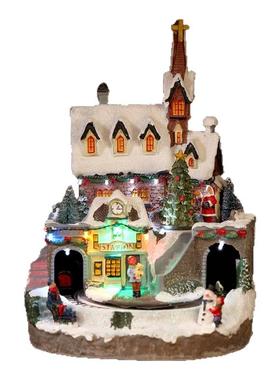 旋转圣诞树火车音乐盒彩灯圣诞节