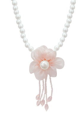 甜美网红蕾丝花朵水晶流苏项链