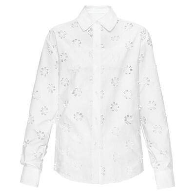 易碎商店白色立体镂空剪花衬衫