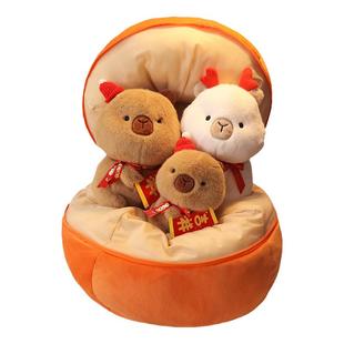 卡皮巴拉公仔可爱水豚君玩偶毛绒玩具大号创意卡比吧啦娃娃土拨鼠