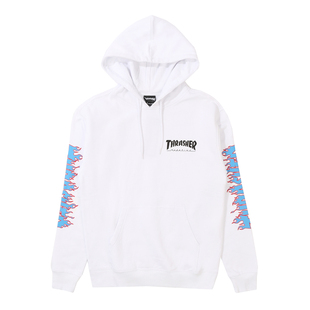 THRASHER 日版印花帽衫 FLAME PULLOVER 火焰滑板男女款连帽卫衣