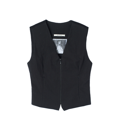 SoloForTwo廓形V领拉链马甲