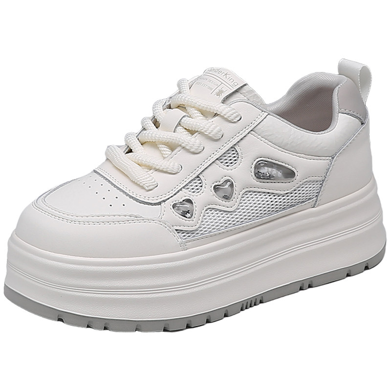 蜘蛛王官方正品厚底白色增高鞋女