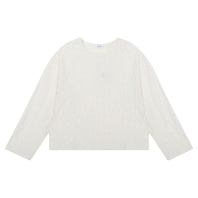 GLOBAL WORK T恤女2026春季新款简约休闲立体花纹长袖上衣580844