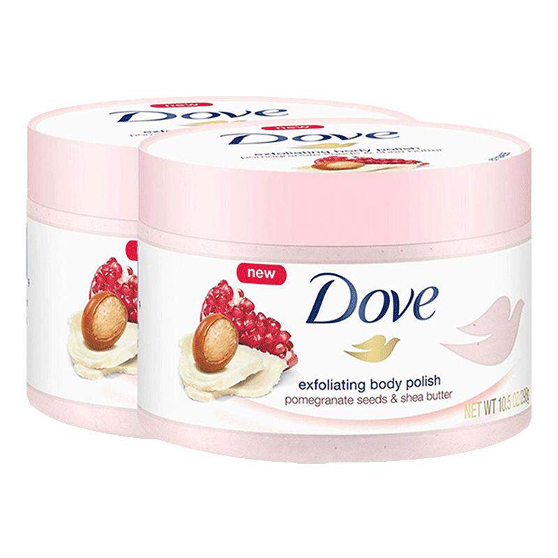 Dove多芬石榴籽乳木果冰激凌鸡皮身体磨砂膏298g*2嫩白温和去角质