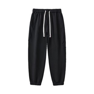 男士运动卫裤男美式秋冬款运动裤休闲裤新款黑色裤子百搭长裤男裤