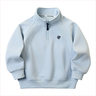 男童半拉链连领卫衣长袖T恤衫