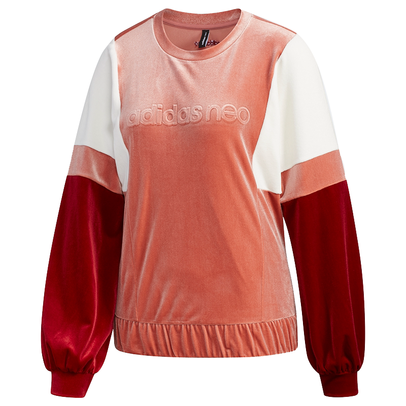 Adidas/阿迪达斯官方正品NEO女子天鹅绒运动卫衣套头衫 EI4366