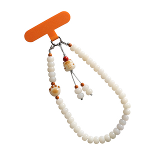 可爱菩提根招财猫爪手机挂绳夹片女手机链串珠手机背夹垫片短款挂件高档精致挂饰品手工编织手腕款手机壳吊坠