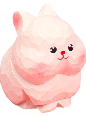 手工木雕小白兔子摆件办公室工位摆件可爱治愈系桌面装饰生日礼物