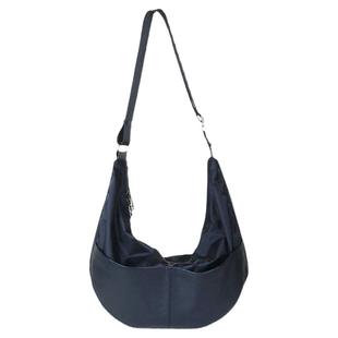 韩系慵懒风包包质感尼龙真皮百搭女四季通用大容量帆布斜挎饺子包