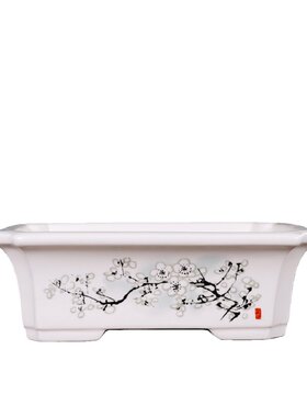 精品长方形花盆水墨山水彩绘新款