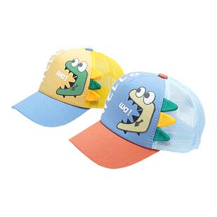宝宝鸭舌帽儿童遮阳帽男童棒球帽春夏防晒太阳帽小孩恐龙网眼透气