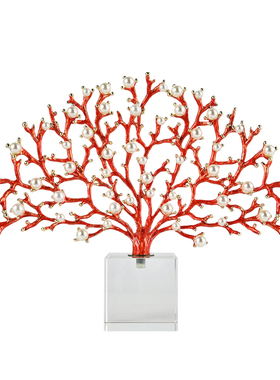 仿真珍珠珊瑚树摆件客厅轻奢高档网红高级感家居装饰艺术乔迁礼物