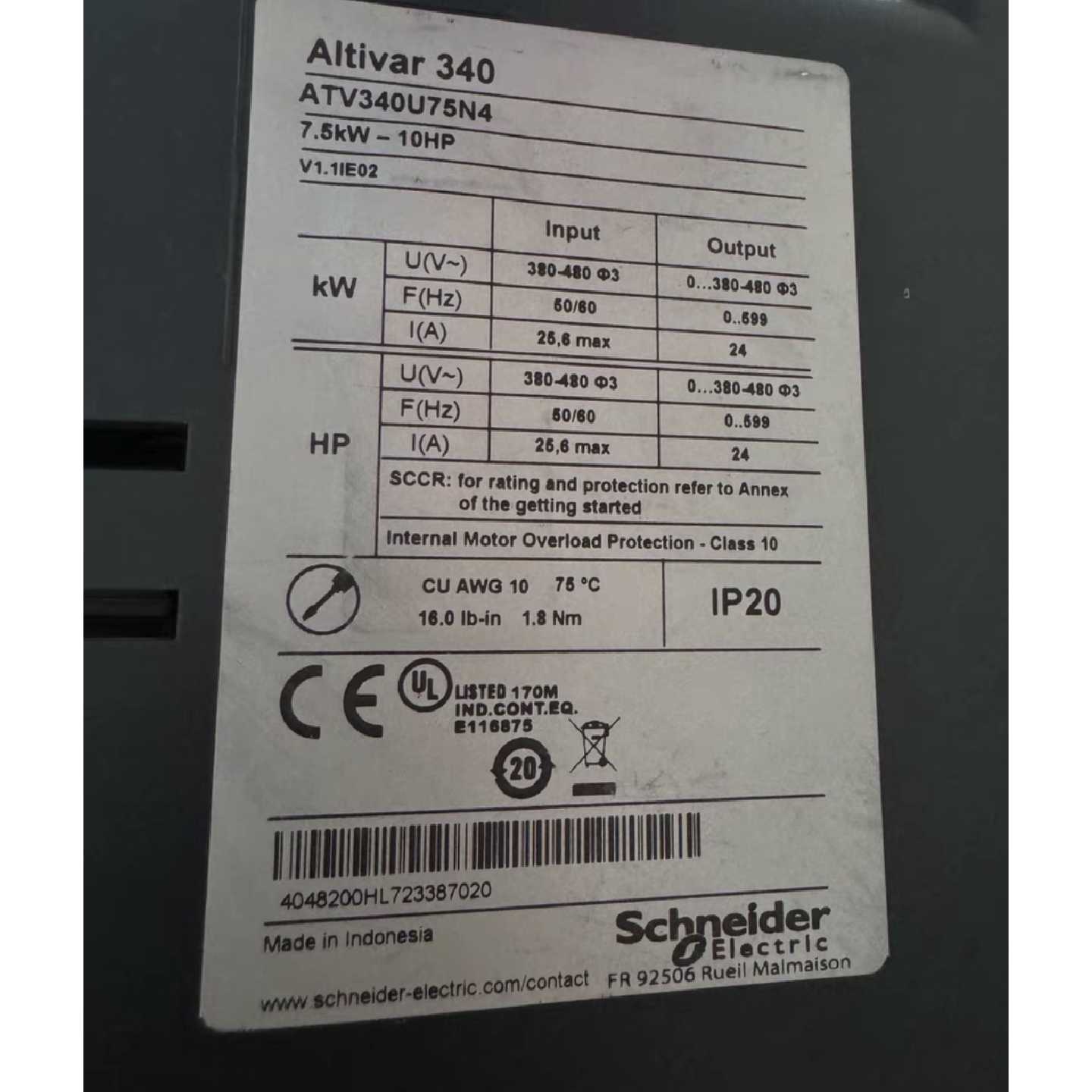 议价施耐德ATV340U75N4变频器全新二手都有现货