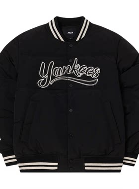 MLB情侣NY字母刺绣棒球服羽绒服