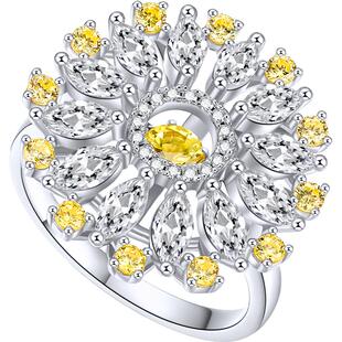 黄子弘凡同款MUYE/牧野925纯银戒指天然彩色宝石向日葵指环女饰品