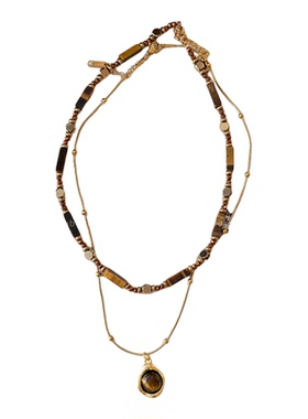 美拉德精致高级感虎眼石串珠项链