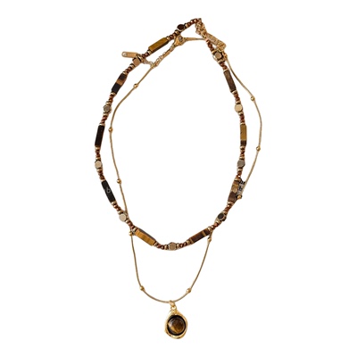 美拉德精致高级感虎眼石串珠项链