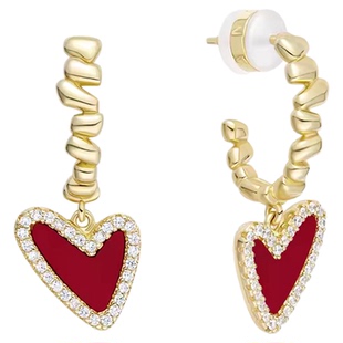 何方告白小方锁耳钉女k金hefang鎏光爱心耳环方锁锁骨链生日礼物