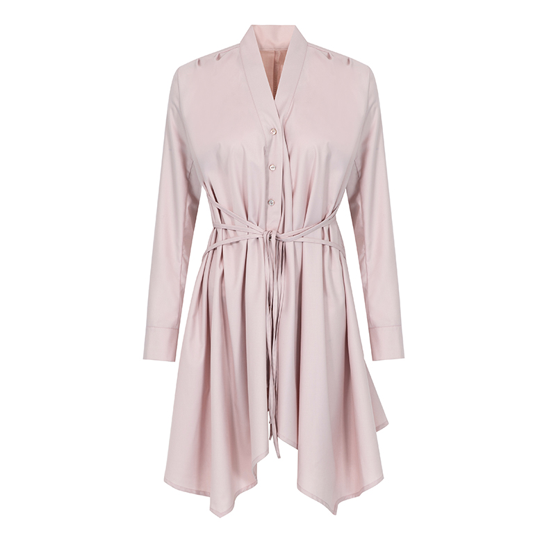 BB BLUE 原创设计 早春茶歇法式长袖v领衬衫连衣裙女小众高级感