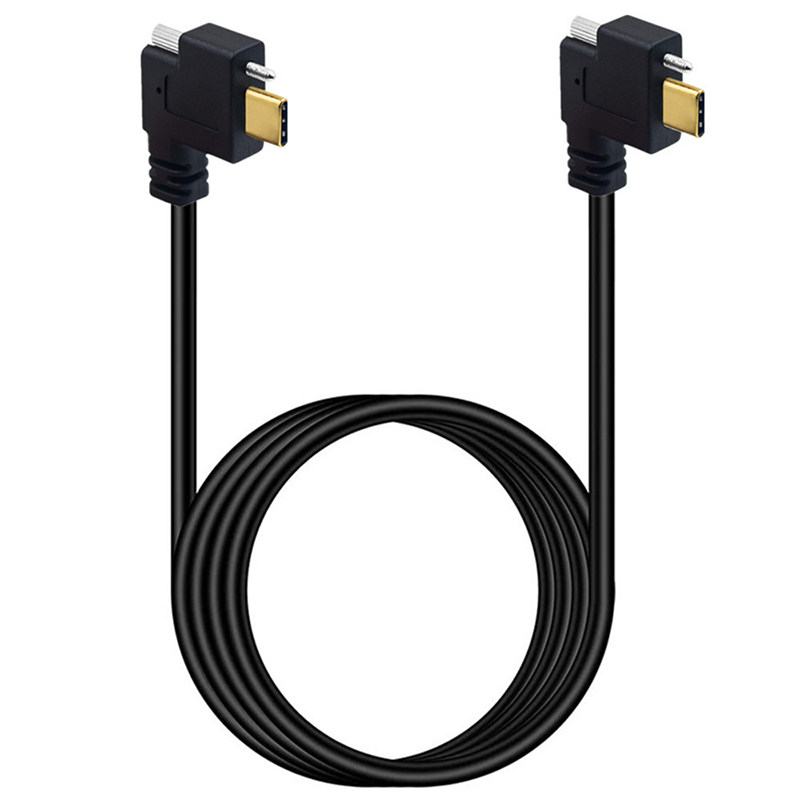 USB3.1镀金Type-C双弯头带螺丝锁固定工业相机数据线10Gbps传输速率3A快充电过5A支持4K高清音视频16芯