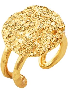 Neverfar手工雕蜡圆盘开口戒指