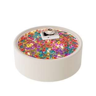 花海茶几客厅家用圆形带灯意式茶几桌小户型轻奢高级感设计师桌子