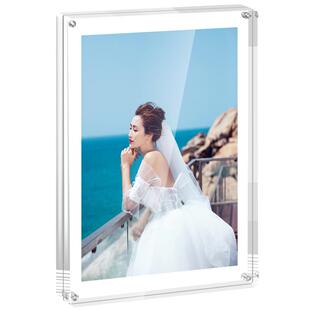 亚克力相框双面透明展示框相片照片打印创意磁吸相架水晶玻璃摆台