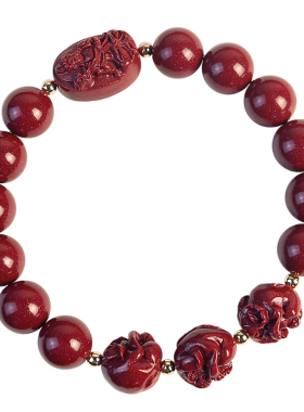 2025蛇年本命年朱砂手串女三合六合福运珠普贤菩萨本命佛手链男