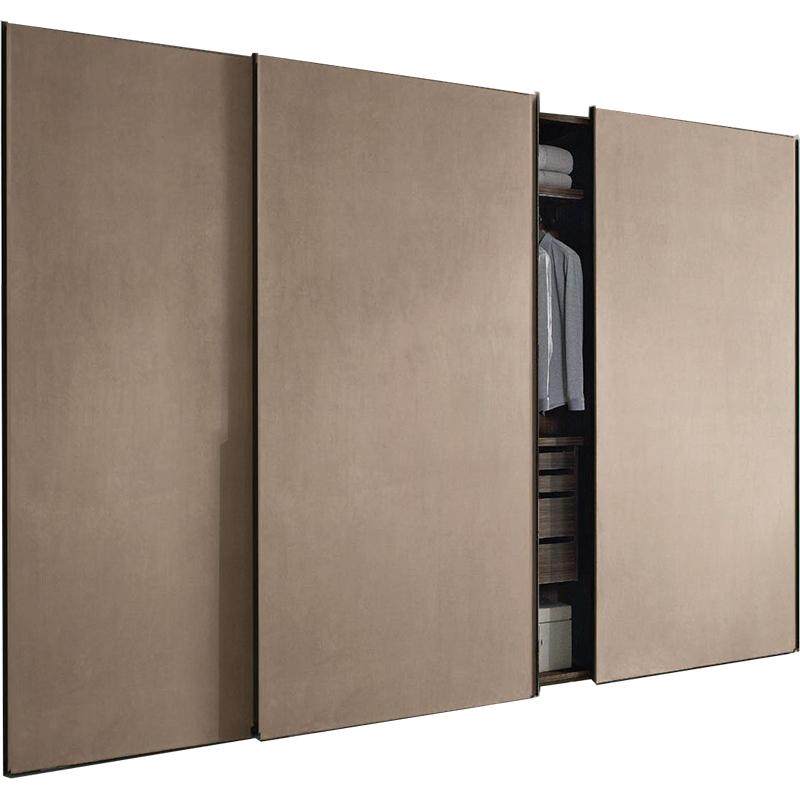 新款简约皮革外挂移门北欧风格家用卧室推拉门大衣柜全屋家具定制