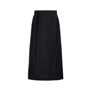 【LESSxSamuel】绵羊毛半身裙春秋宽松通勤A字长款黑裙2O7D10040