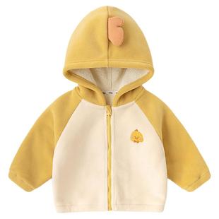 dudujia儿童连帽外套冬款男童上衣新款女童外衣加绒宝宝衣服男宝