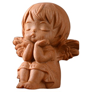 实木雕刻天使小女孩文玩黄金檀柏木摆件创意工艺品礼品手把件