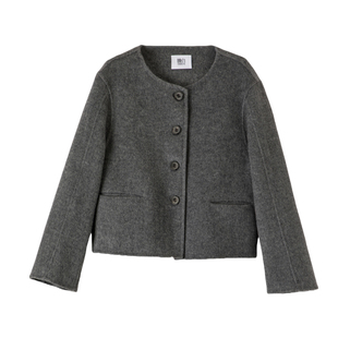 晚白2025年冬新款气质简约韩系外套格雷灰经典百搭羊毛大衣女