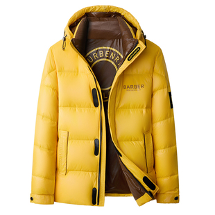 皮尔卡丹羽绒服防寒服男士冬季短款亮面加厚面包服中长款保暖外套