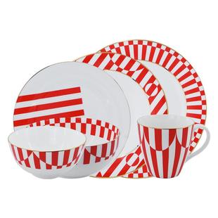 俄皇LOMONOSOV条纹系列餐盘菜盘鱼盘家用高级感轻奢精致骨瓷盘子