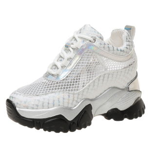 内增高老爹鞋女夏2026新款网鞋镂空透气网面8cm厚底运动休闲女鞋