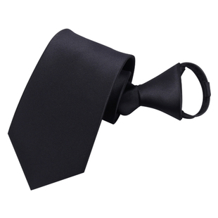 黑色领带男正装商务职业韩版西装面试免打懒人拉链领带一易拉得潮