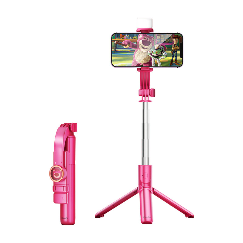迪士尼自拍杆三脚架2024新款旅游便携拍照神器360度旋转拍摄支架手持防抖户外直播自拍架手机通用蓝牙遥控
