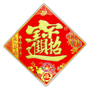 2025年春节浮雕立体彩金绒布福字门帖窗贴纸年画招财进宝大门装饰
