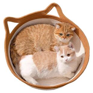 猫窝四季通用编织宠物猫抓垫耐磨不掉屑麻绳藤编狗窝垫子夏天夏季