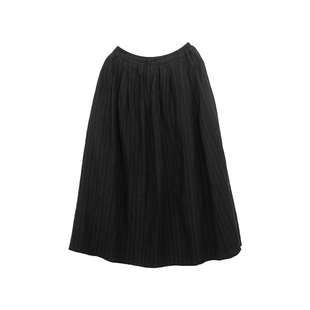 忘城T592座/从容底色/秋款砂洗亚麻黑色提花显瘦a字半身裙女