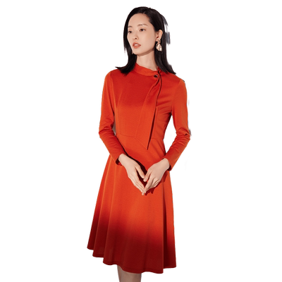 BBLLUUEE/粉蓝衣橱经典优雅知性针织连衣裙女2025春秋装专柜A字裙