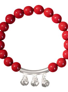 追师正品原矿真朱砂手串女款银铃铛手链平安转运本命年龙年礼物
