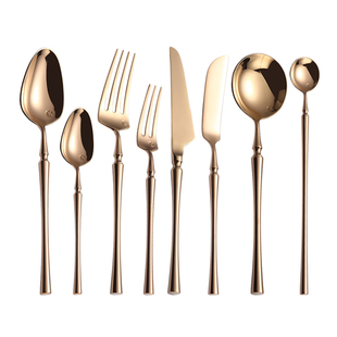 北欧玫瑰金304不锈钢西餐刀叉勺三件套网红牛排刀叉家用餐具套装