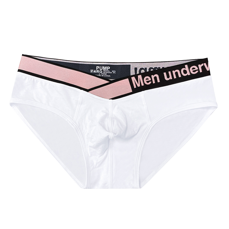 Men underwear pump!男三角内裤V腰莫代尔性感低腰纯色薄运动青年