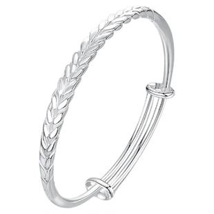 老凤祥足银手镯岁岁平安麦穗纯足银999手镯女新款民族风生日礼物
