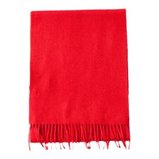 圣雪绒100%山羊绒中国风大红色围巾春节送礼