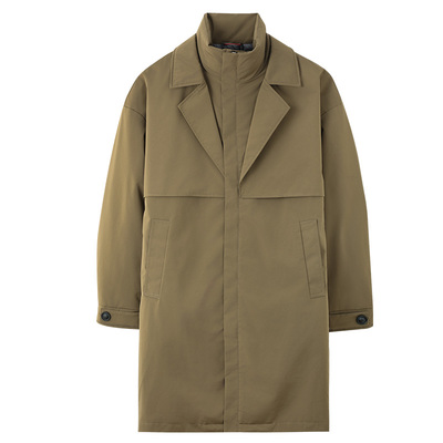 【拼接立领】白鸭绒中长款羽绒服